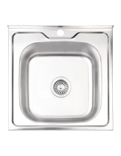 Кухонна мийка квадратна Lidz Satin 5050 0,6 мм - 1