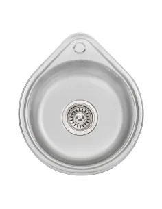 Кухонна мийка кругла Lidz Satin 4539 0,8 мм - 1