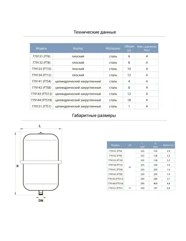 Розширювальний бачок Aquatica 779132 FT8 8 літрів для системи опалення, плоский - 2
