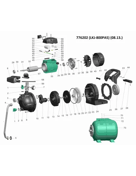 Насосная станция Leo 776202 LKJ-800PA5 0.8 кВт, бак 24 литра - 3