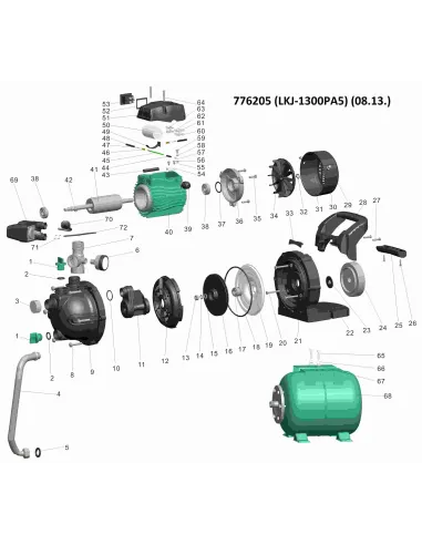 Насосная станция Leo 776205 LKJ-1300PA5 1.3 кВт, бак 24 литра - 4