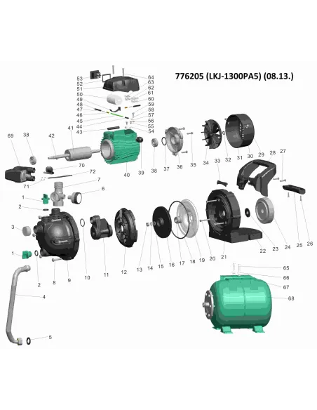 Насосная станция Leo 776205 LKJ-1300PA5 1.3 кВт, бак 24 литра - 4