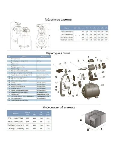 Насосна станція Leo 776251 LKJ-600SA5 0.6кВт, 24л - 2