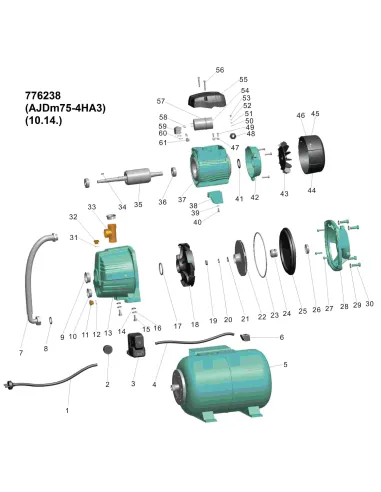 Насосная станция Leo 776238 AJDm75/4HA3 0.75 кВт, внешний эжектор, бак 24 литра - 3