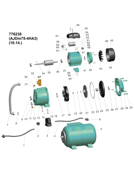 Насосная станция Leo 776238 AJDm75/4HA3 0.75 кВт, внешний эжектор, бак 24 литра - 3