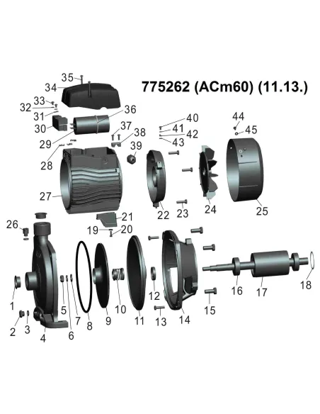 Поверхностный насос центробежный Leo 775262 ACm60, 0.6кВт  - 3