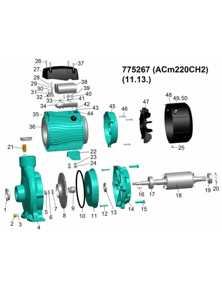 Поверхневий насос відцентровий Leo 775267 ACm220CH2, 2.2кВт - 2