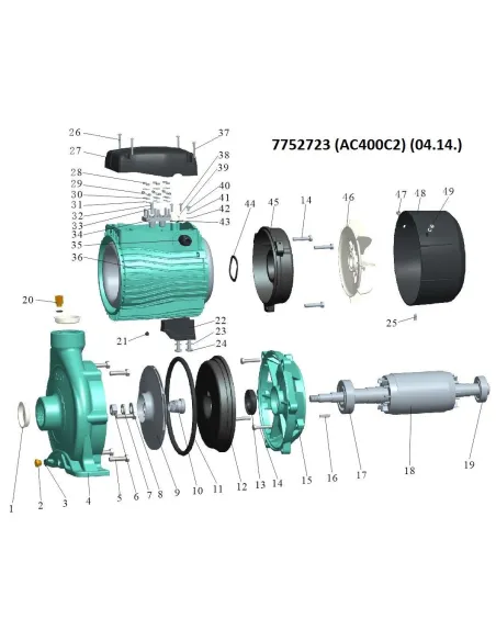 Поверхностный насос центробежный Leo 7752723 380В AC400C2 4кВт - 2