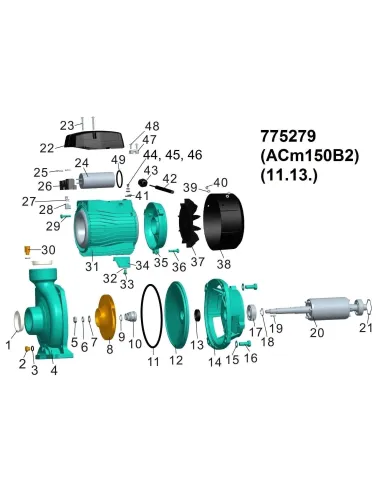 Поверхностный насос центробежный Leo 775279 ACm150B2 1.5кВт - 3