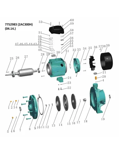Поверхностный насос центробежный Leo 7752983 380В 2AC300H 3кВт - 4
