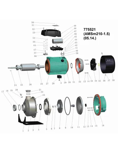 Поверхностный насос центробежный Leo 775521 AMSm210/1.5 нержавеющая сталь - 3