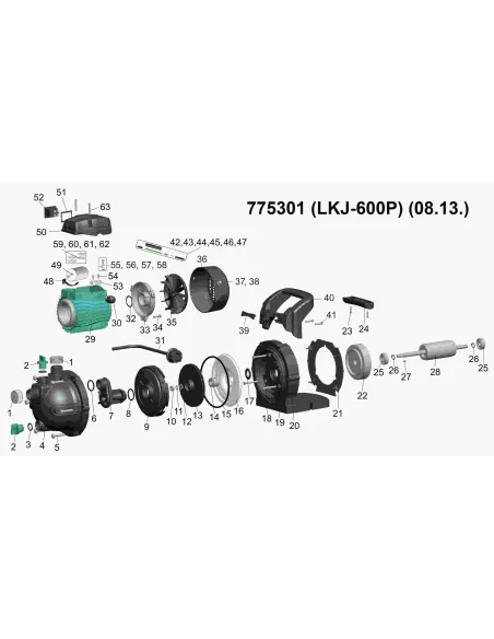 Поверхностный насос центробежный Leo 775301 LKJ-60 2 P, 0.6кВт, самовсасывающий - 2
