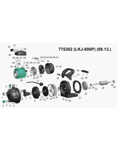 Поверхностный насос центробежный Leo 775302 LKJ-80 2 P, 0.8кВт, самовсасывающий - 3