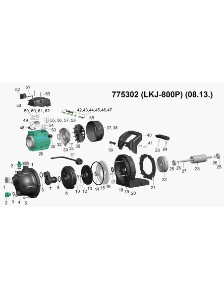 Поверхностный насос центробежный Leo 775302 LKJ-80 2 P, 0.8кВт, самовсасывающий - 3