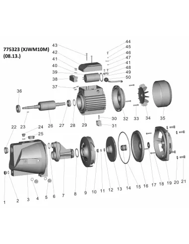 Поверхностный насос центробежный Leo 775323 XJWm/10M, 0.75кВт, самовсасывающий - 2