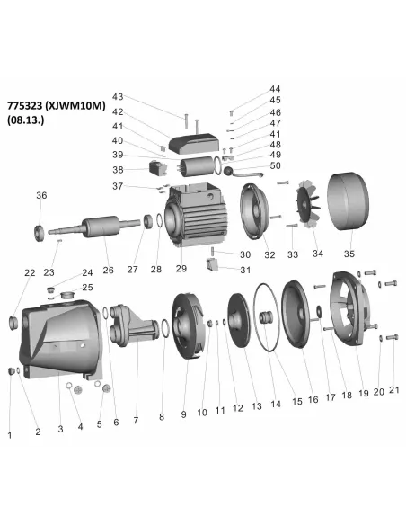 Поверхностный насос центробежный Leo 775323 XJWm/10M, 0.75кВт, самовсасывающий - 2