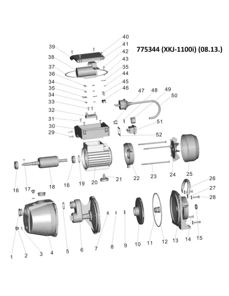 Поверхневий насос відцентровий Leo 775344 XKJ1100i, 1.1кВт, самовсмоктувальний - 3