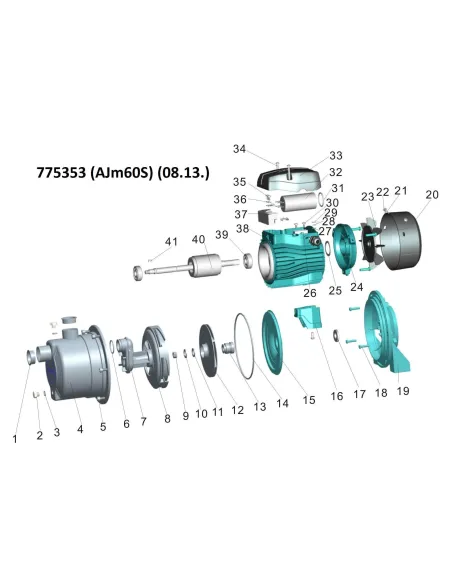 Поверхностный насос центробежный Leo 775354 AJm75S, 0.75кВт,  самовсасывающий - 3