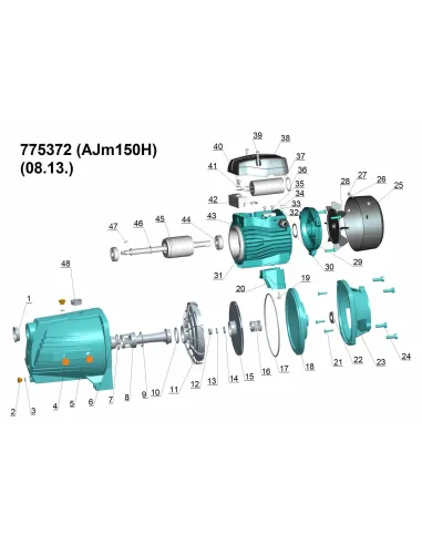 Поверхностный насос центробежный Leo 775372 AJm150H 1.5кВт, самовсасывающий - 4
