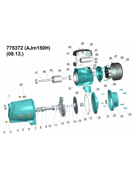 Поверхностный насос центробежный Leo 775372 AJm150H 1.5кВт, самовсасывающий - 4