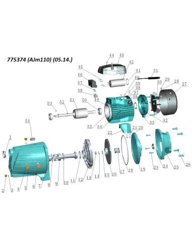 Поверхностный насос центробежный Leo 775374 AJm110 1.1кВт, самовсасывающий - 2