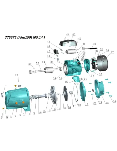 Поверхностный насос центробежный Leo 775375 AJm150 1.5кВт, самовсасывающий - 3