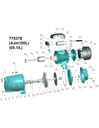Поверхностный насос центробежный Leo 775378 AJm150L 1.5кВт, самовсасывающий - 2