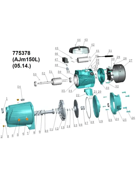 Поверхностный насос центробежный Leo 775378 AJm150L 1.5кВт, самовсасывающий - 2