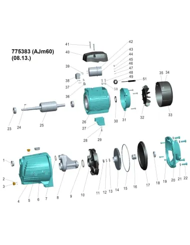 Поверхностный насос центробежный Leo 775383 AJm60 0.6кВт, самовсасывающий - 4