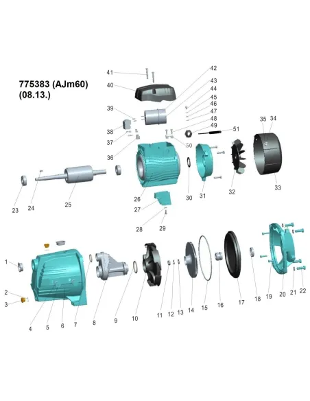 Поверхностный насос центробежный Leo 775383 AJm60 0.6кВт, самовсасывающий - 4