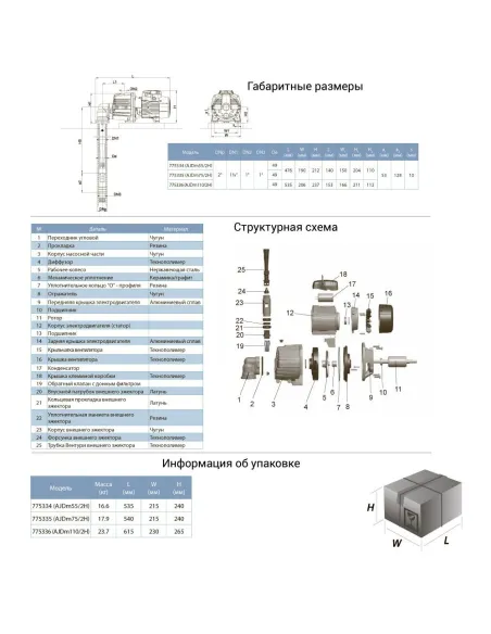 Поверхностный насос центробежный Leo 775334 AJDM55/2H 0.55кВт, внешний эжектор - 2