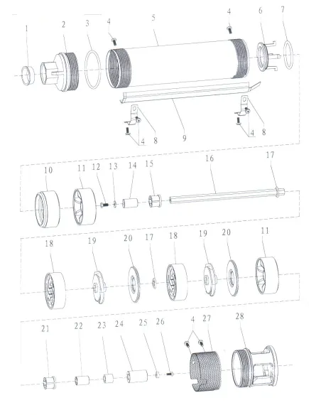 Скважинный насос центробежный Dongyin 777102 3SDm1.8/14 0.37кВт - 5