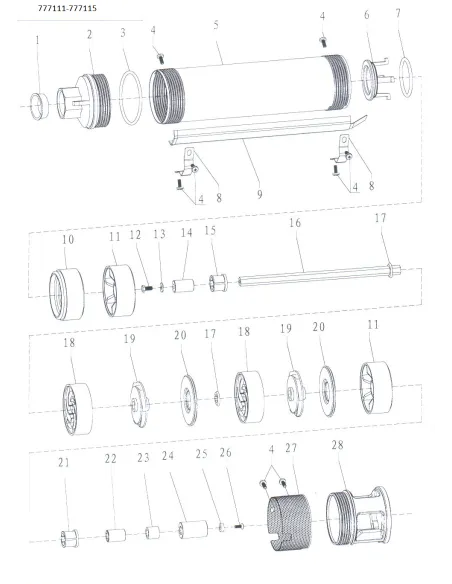 Скважинный насос центробежный Dongyin 777112 3.5SDm3/8 0.37кВт - 3