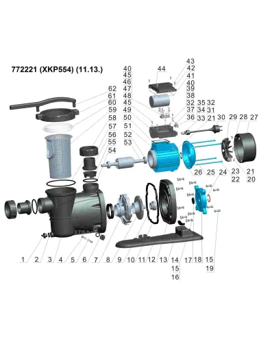 Насос для басейну Leo 772221 XKP554 0.55кВт, 300л/хв - 4