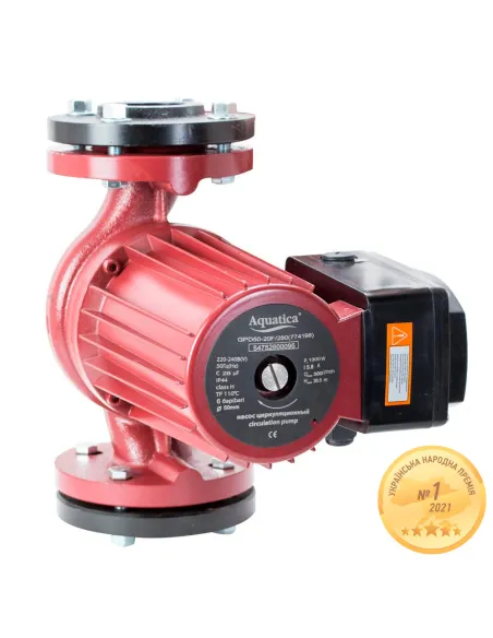 Циркуляційний насос Aquatica 774169 GPD65-12F/300 1.3кВт, 550л/хв, DN65 300мм, фланець у відповідь - 1 Циркуляційний насос Aquatica 774169 GPD65-12F/300 1.3кВт, 550л/хв, DN65 300мм, фланець у відповідь - 1