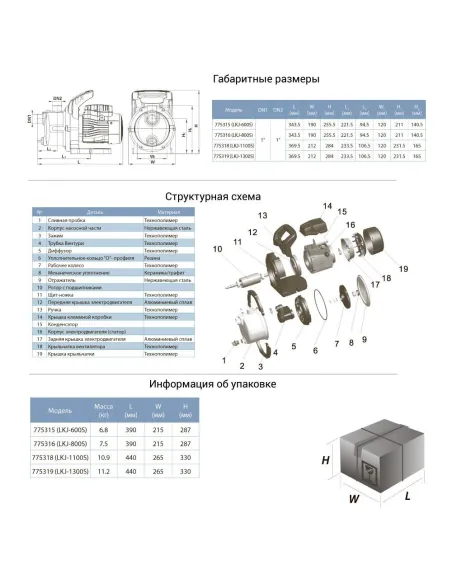 Поверхностный насос Leo 775316 LKJ-802S 0.8 кВт - 2 Поверхностный насос Leo 775316 LKJ-802S 0.8 кВт - 2