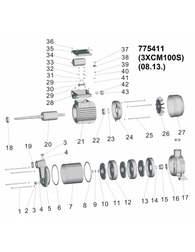 Поверхностный насос Leo 775411 3XCm100S 0.6 кВт, многоступенчатый - 4