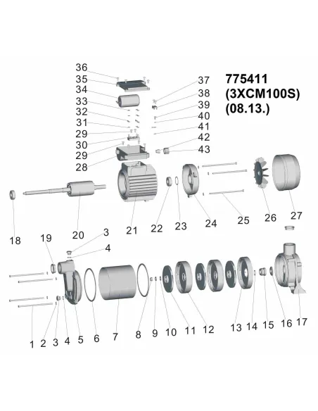 Поверхностный насос Leo 775411 3XCm100S 0.6 кВт, многоступенчатый - 4