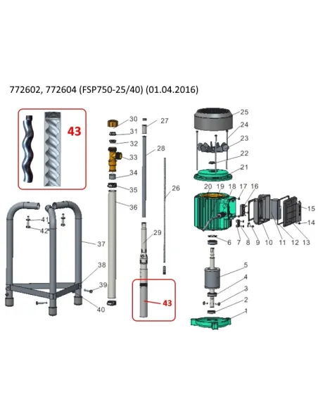 Скважинный насос Leo 772604 FSP750-40, 0.75 кВт, с гибким валом - 4