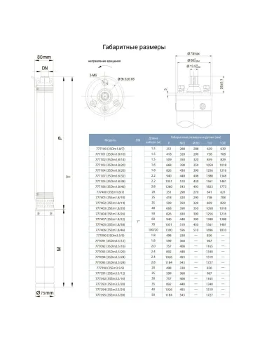 Свердловинний насос Dongyin 777393 3SEm3.5/20, 1.1 кВт, 35 метрів кабель - 2