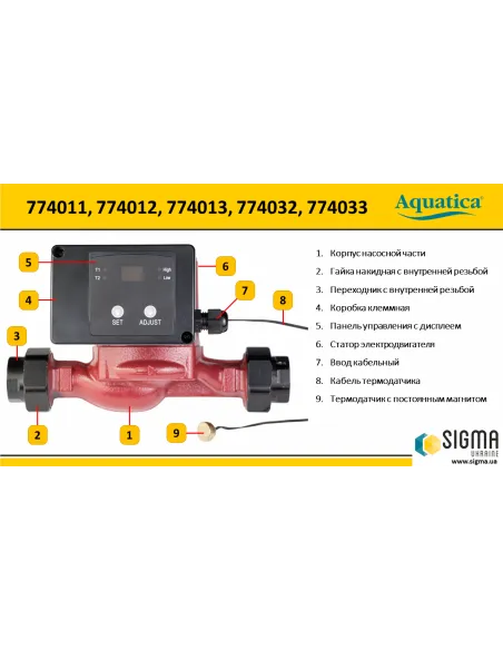 Циркуляционный насос Aquatica 774011 GPD20-4T/130 терморегулятор, 65 Вт - 6