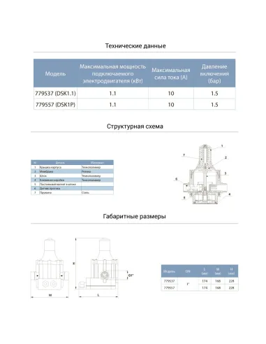 Контролер тиску Aquatica 779557 DSK1Р електронний, 1.1 кВт - 2