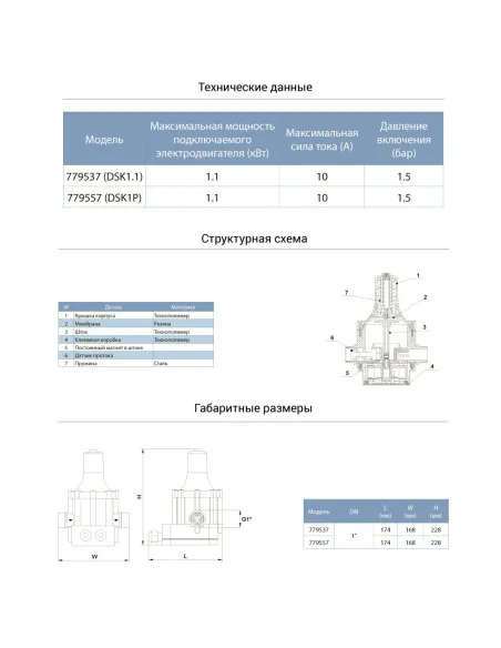Контролер тиску Aquatica 779557 DSK1Р електронний, 1.1 кВт - 2