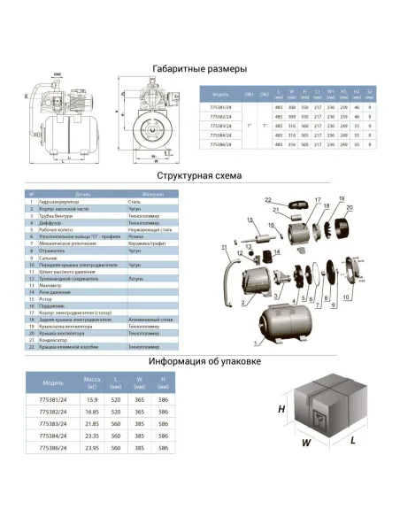 Насосная станция Leo 775381/24 0.3 кВт, бак 24 литра - 2