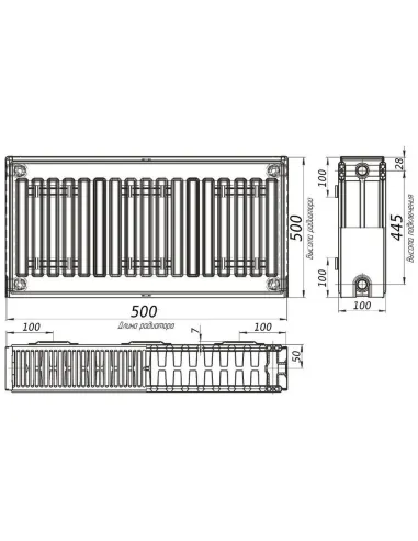 Радиатор стальной Optimum 500x500 мм (22 тип, боковой, 1020 Вт) - 4