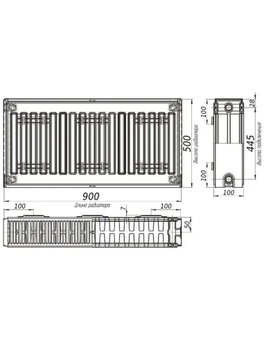 Радиатор стальной Optimum 500x900 мм (22 тип, боковой, 1836 Вт) - 6