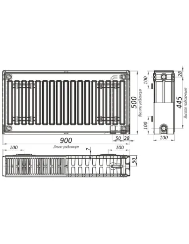 Радиатор стальной Optimum 500x900 мм (22 тип, нижний, 1836 Вт) - 4