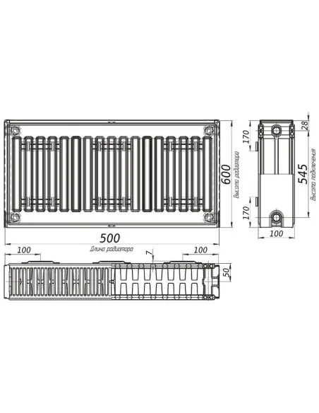Радиатор стальной Optimum 600x500 мм (22 тип, боковой, 1224 Вт) - 4