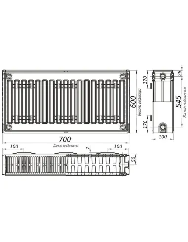 Радиатор стальной Optimum 600x700 мм (22 тип, боковой, 1714 Вт) - 4