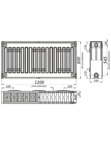 Радиатор стальной Optimum 600х1200 мм (22 тип, боковой, 2938 Вт) - 4